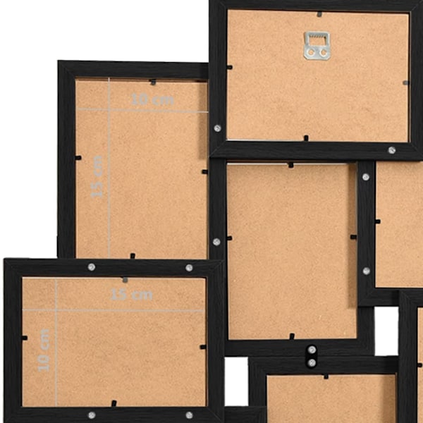 vidaXL Fotoram för 10x(10x15 cm) bilder svart MDF Svart