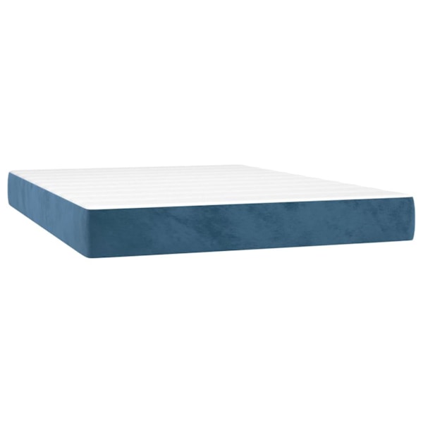vidaXL Ramsäng med madrass & LED mörkblå 140x190 cm sammet Blå
