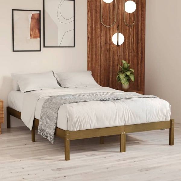 vidaXL Sängram honungsbrun massiv furu 200x200 cm Brun