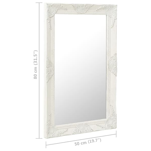 vidaXL Väggspegel barockstil 50x80 cm vit Vit