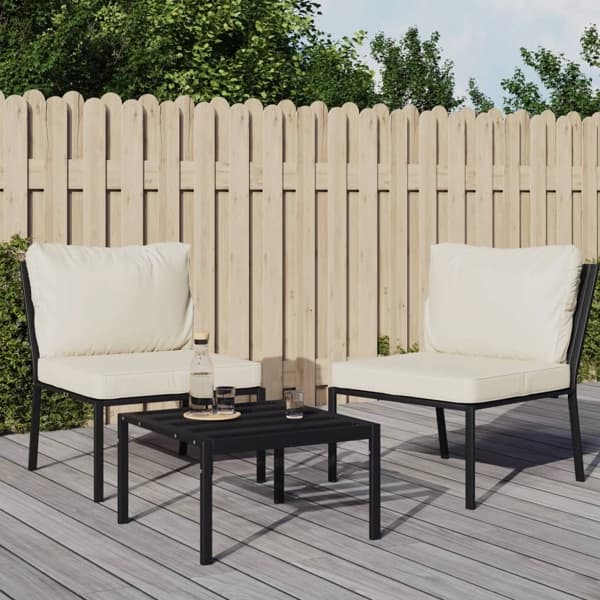vidaXL Trädgårdsstolar med sandfärgade dynor 2 st 60x74x79 cm stål art