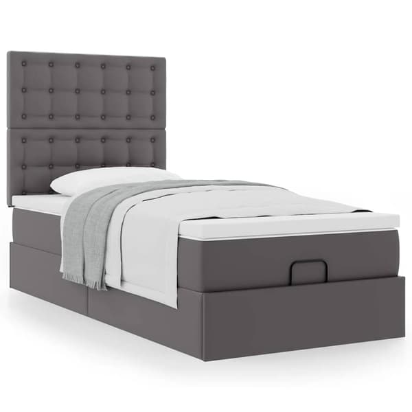 vidaXL Ottoman säng med madrass grå 80x200 cm konstläder Grå