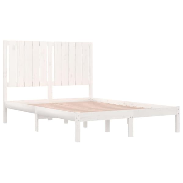 vidaXL Sängram vit massivt trä 120x190 cm Vit