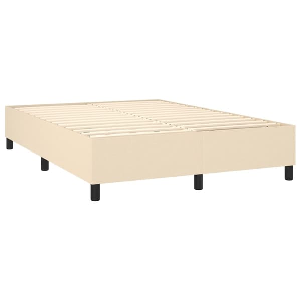 vidaXL Ramsäng med madrass & LED gräddvit 140x200 cm tyg Kräm