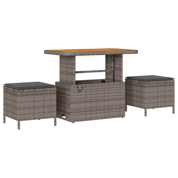 vidaXL Trädgårdsoffset 8 pcs Grå Poly Rattan och Pulverlackerad Stål Grå