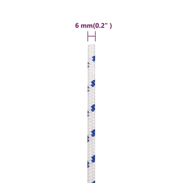 vidaXL Båtlina vit 6 mm 50 m polypropylen