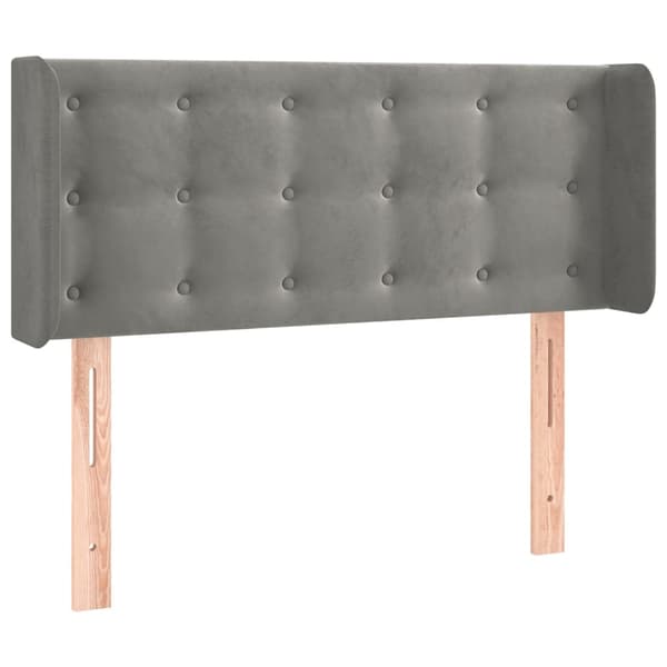 vidaXL Sänggavel LED ljusgrå 103x16x78/88 cm sammet Grå
