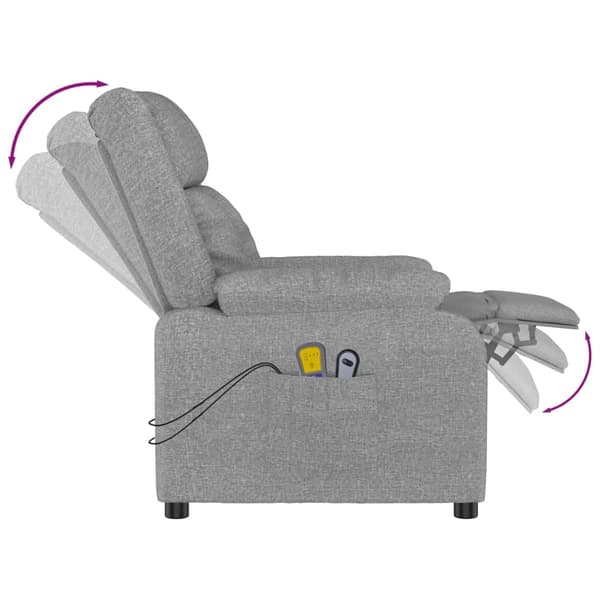 vidaXL Elektrisk massagefåtölj ljusgrå tyg Grå