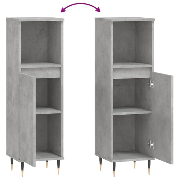 vidaXL Badrumsskåp betonggrå 30x30x100 cm konstruerat trä Grå