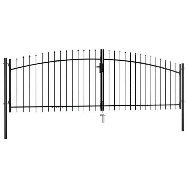 vidaXL Dubbelgrind med spjut-toppar 400x200 cm Svart