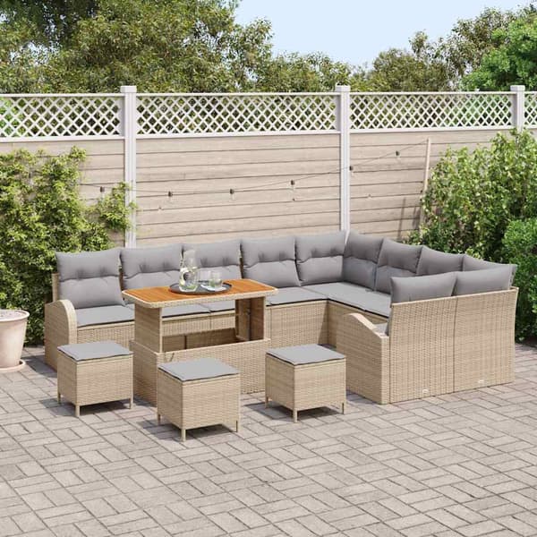 vidaXL Trädgårdsoffset 13 st Beige konstrotting Beige