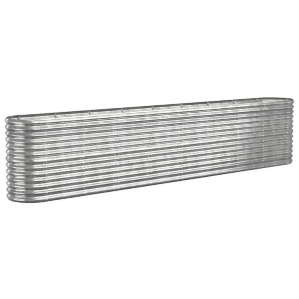 vidaXL Odlingslåda pulverlackerat stål 332x40x68 cm silver Silver
