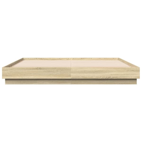 vidaXL Sängram med LEDs sonoma-ek 180x200 cm Brun