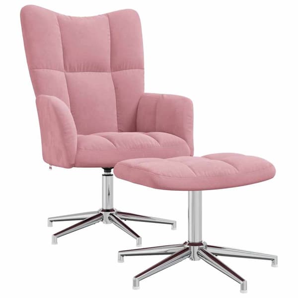 vidaXL Vilstol med fotpall rosa sammet Rosa