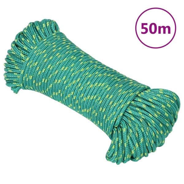 vidaXL Båtlina grön 4 mm 50 m polypropen