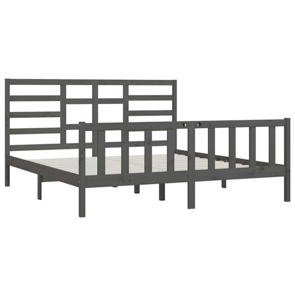 vidaXL Sängram grå massiv furu 200x200 cm Grå