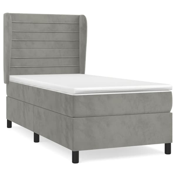 vidaXL Ramsäng med madrass ljusgrå 80x200 cm sammet Grå