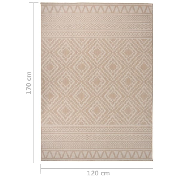 vidaXL Utomhusmatta plattvävd 120x170 cm brun ränder Brun