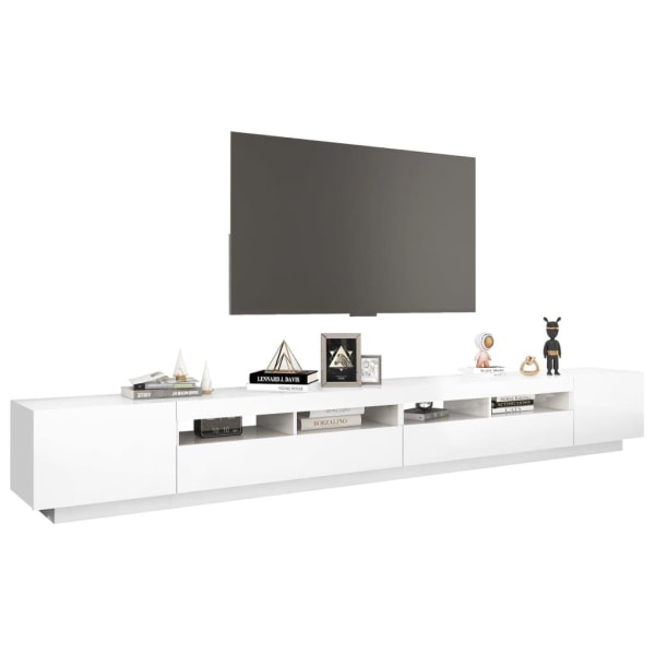 vidaXL TV-bänk med LED-belysning vit högglans 300x35x40 cm Vit