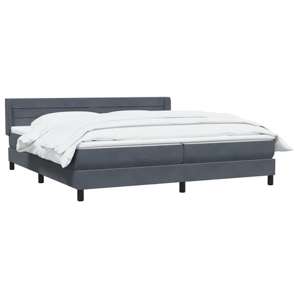 vidaXL Ramsäng med madrass mörkgrå 180x210 cm sammet Grå