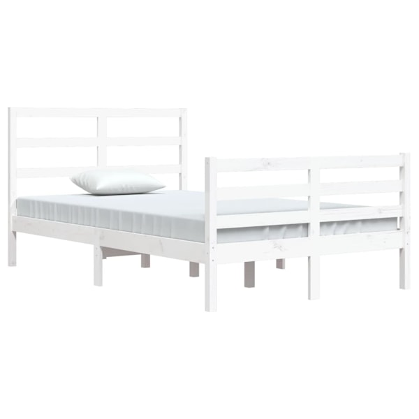 vidaXL Sängram vit massiv furu 120x200 cm enkelsäng Vit
