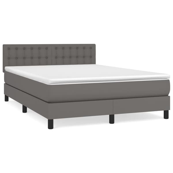 vidaXL Ramsäng med bäddmadrass grå 140x190 cm konstläder Grå