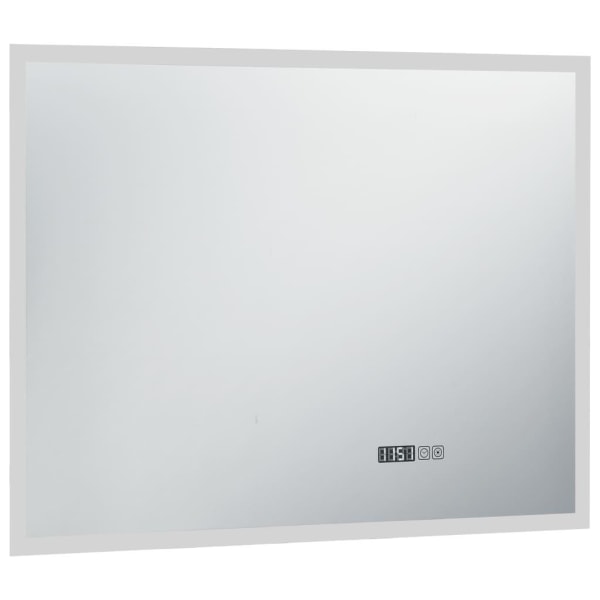 vidaXL Badrumsspegel LED med touch-sensor och tidsdisplay 80x60 cm Silver