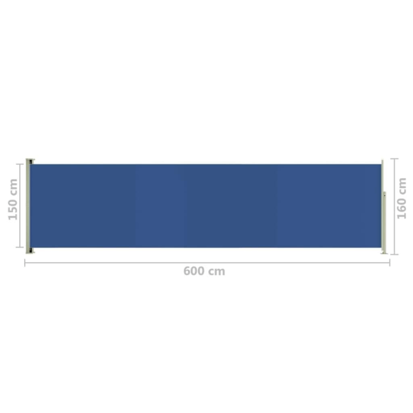 vidaXL Infällbar sidomarkis 160x600 cm blå Blå