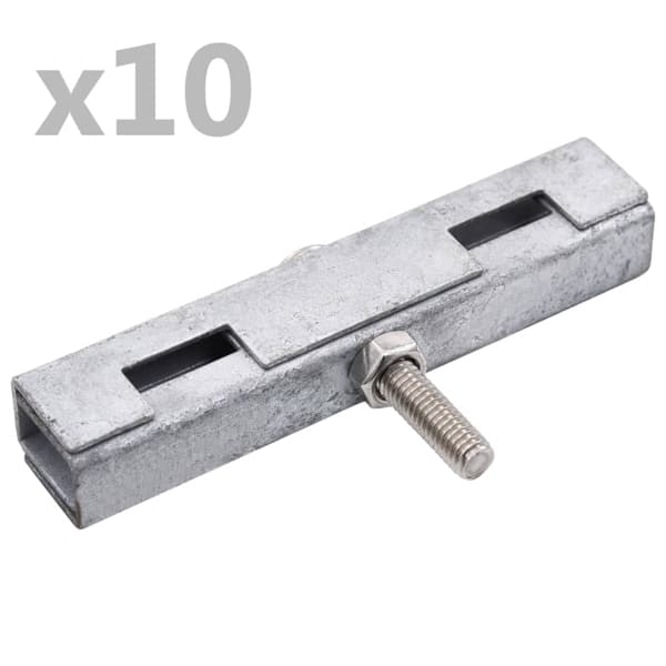 vidaXL Sammankopplare för galler U-form 10 set silver Silver