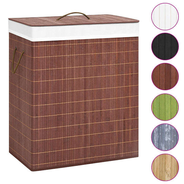 vidaXL Tvättkorg bambu med 2 sektioner brun 100 L Brun