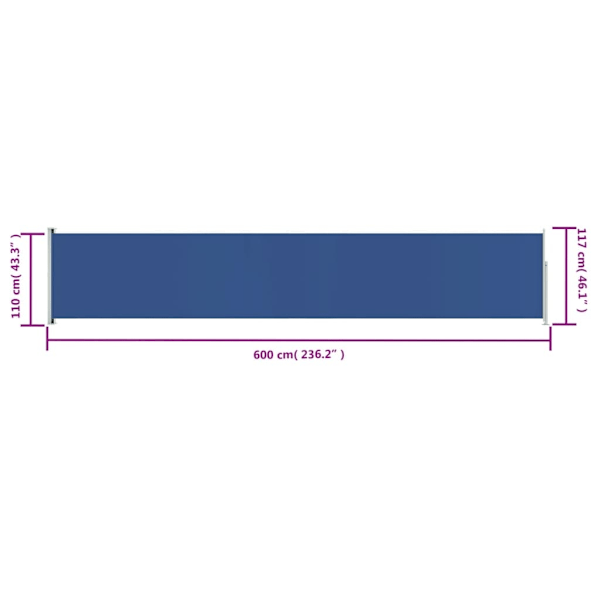 vidaXL Infällbar sidomarkis 117x600 cm blå Blå