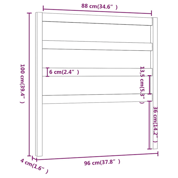 vidaXL Sänggavel grå 96x4x100 cm massiv furu grå
