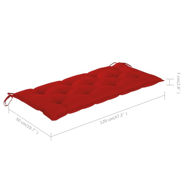 vidaXL Hopfällbar trädgårdsbänk med dyna 118 cm bambu Röd