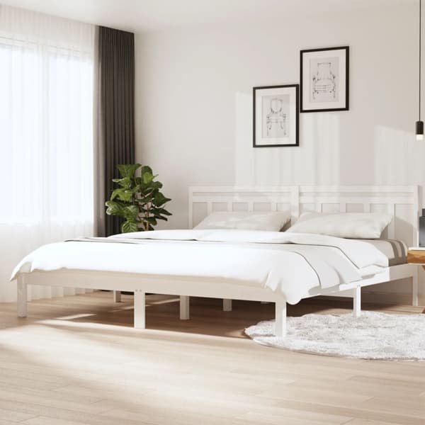 vidaXL Sängram massivt trä 180x200 cm vit Vit
