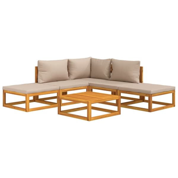 vidaXL Loungegrupp 6 delar taupe dynor massivt trä Brun