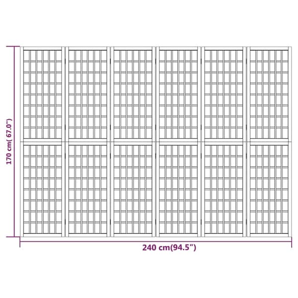 vidaXL Rumsavdelare med 6 paneler japansk stil 240x170 cm vit Vit