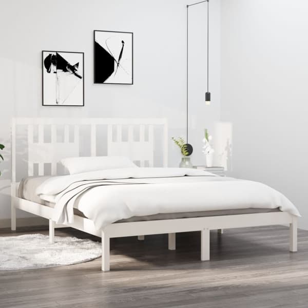 vidaXL Sängram vit massiv furu 140x200 cm Vit