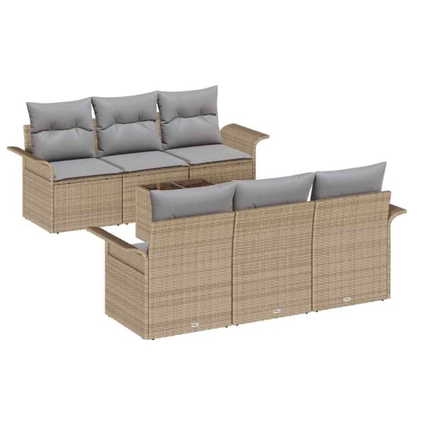 vidaXL Trädgårdsoffset 7 st Beige och Grå konstrotting Beige