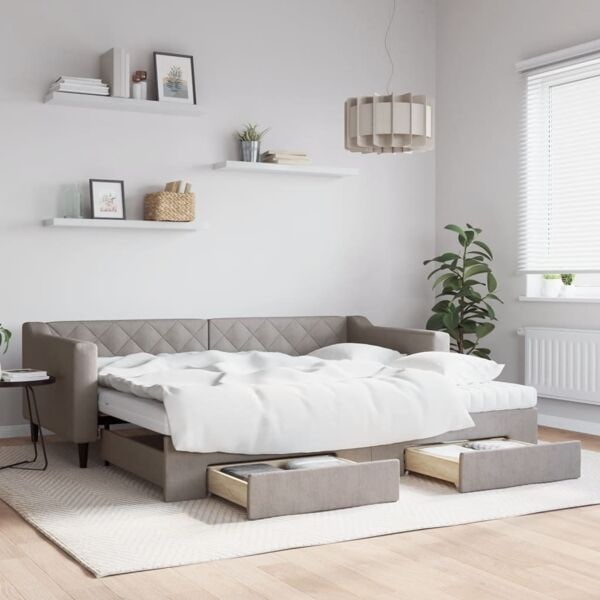 vidaXL Dagbädd utdragbar med lådor taupe 90x200 cm tyg Taupe