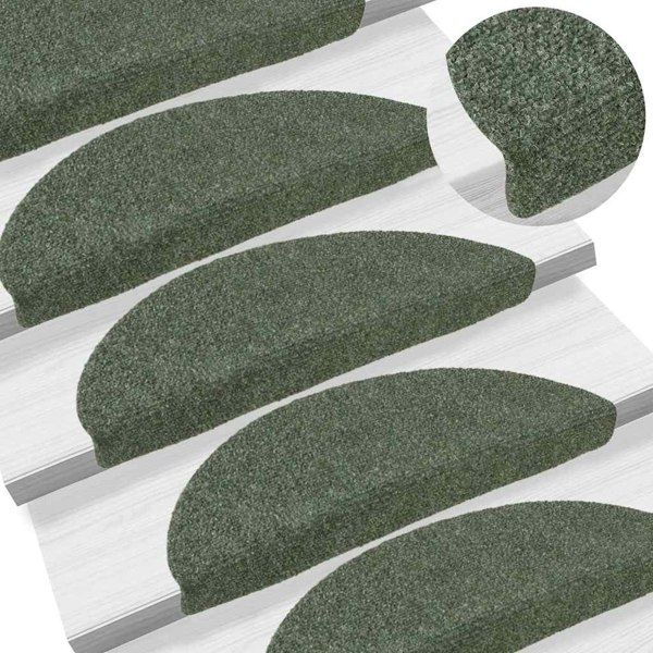vidaXL Trappstegsmattor självhäftande 5 st grön 56x17x3 cm brodyr Grön