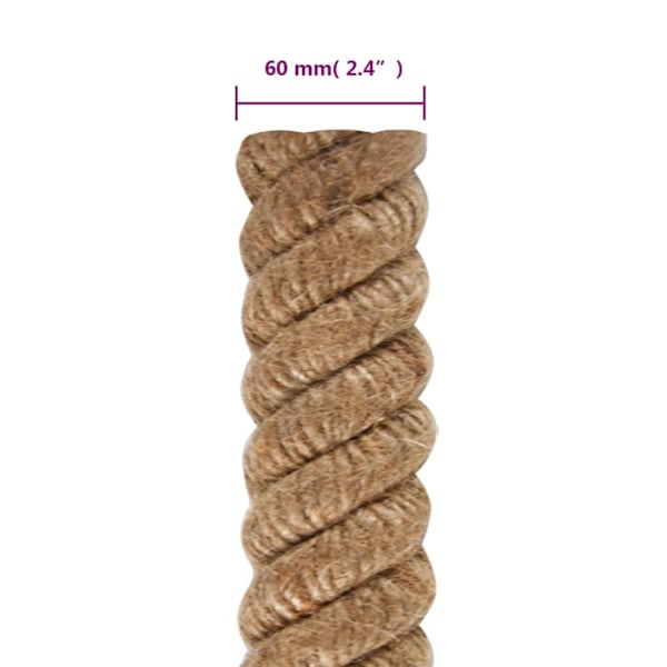 vidaXL Juterep 10 m långt 60 mm tjockt