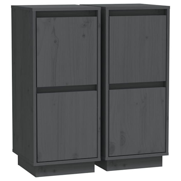 vidaXL Skänkar 2 st grå 31,5x34x75 cm massiv furu grå