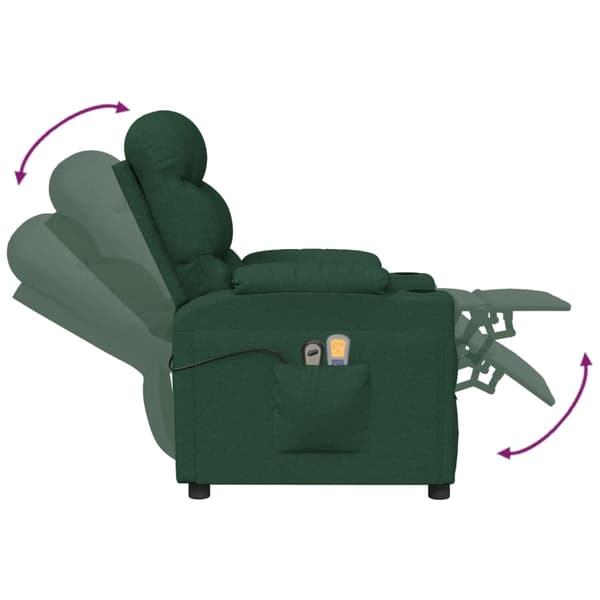 vidaXL Massagefåtölj mörkgrön tyg Grön