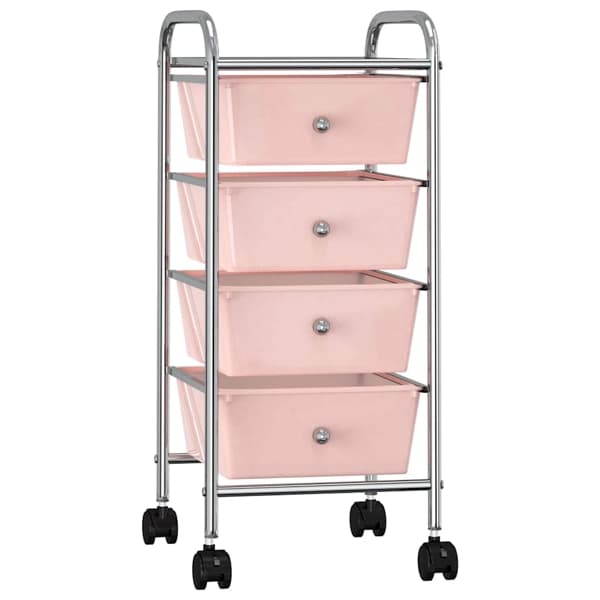 vidaXL Förvaringsvagn 4 lådor rosa plast Rosa