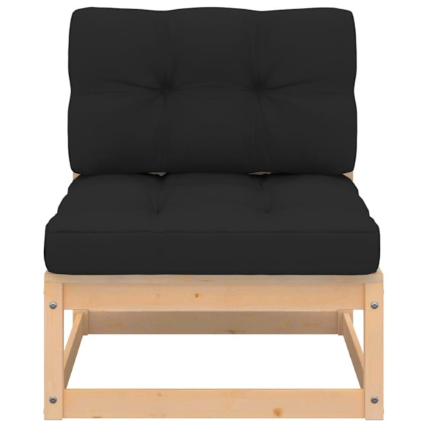 vidaXL Loungegrupp med dynor 3 delar massiv furu Antracit