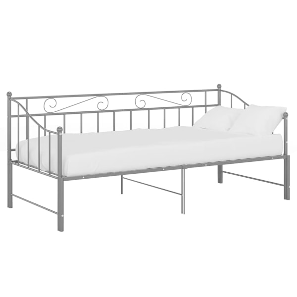 vidaXL Utdragbar sängram bäddsoffa grå metall 90x200 cm grå