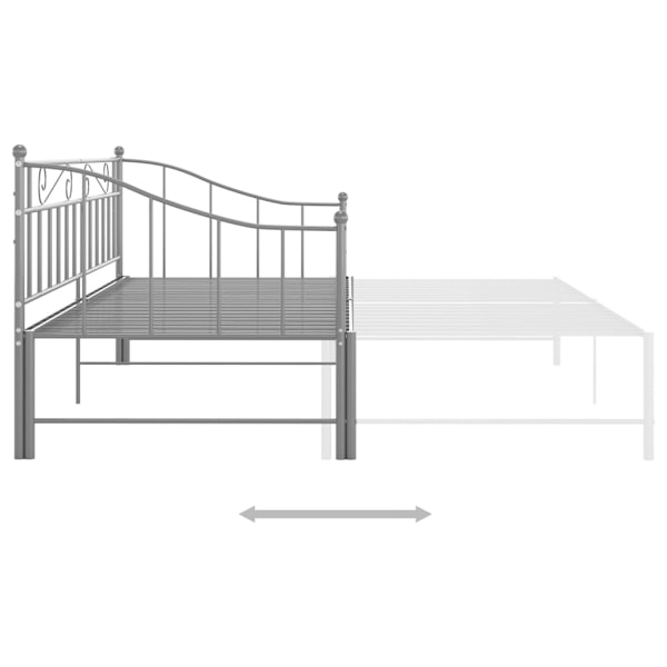 vidaXL Utdragbar sängram bäddsoffa grå metall 90x200 cm grå