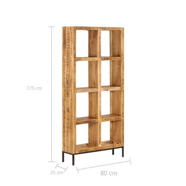 vidaXL Bokhylla 80x25x175 cm massivt mangoträ Brun