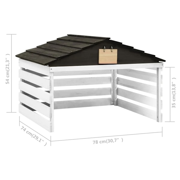 vidaXL Garage för robotgräsklippare svart och vit 78x74x54 cm granträ Svart