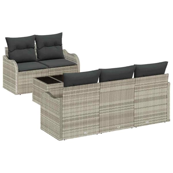 vidaXL Trädgårdsoffset 6 st 5-Antal sittplatser Ljusgrå och mörkgrå Ljusgrå